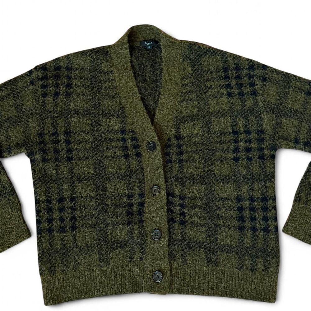 Rails Reese Cardigan Sweater In Green Olive Plaid - Size XS - Picture 4 of 7